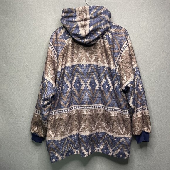 Casual Club Vintage 80s Reversible‎ Fleece Southwest Nylon Windbreaker Jacket L - Picture 3 of 10